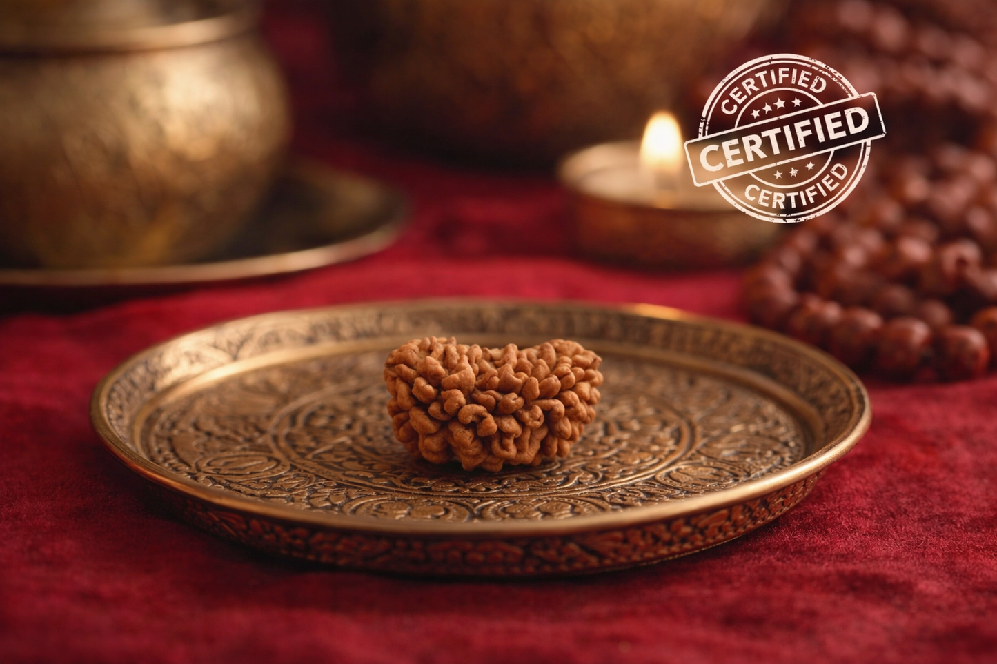 Authentic One Mukhi (Half Moon Shape) Rudraksha - Certified Natural