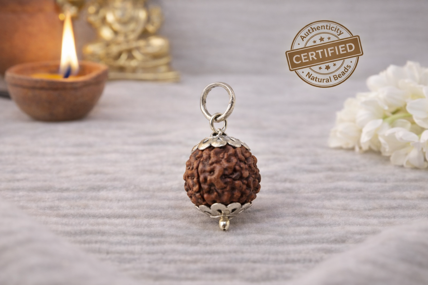 9 Mukhi Rudraksha Pendant (Java) - Navdurga Blessing - Lab Certified