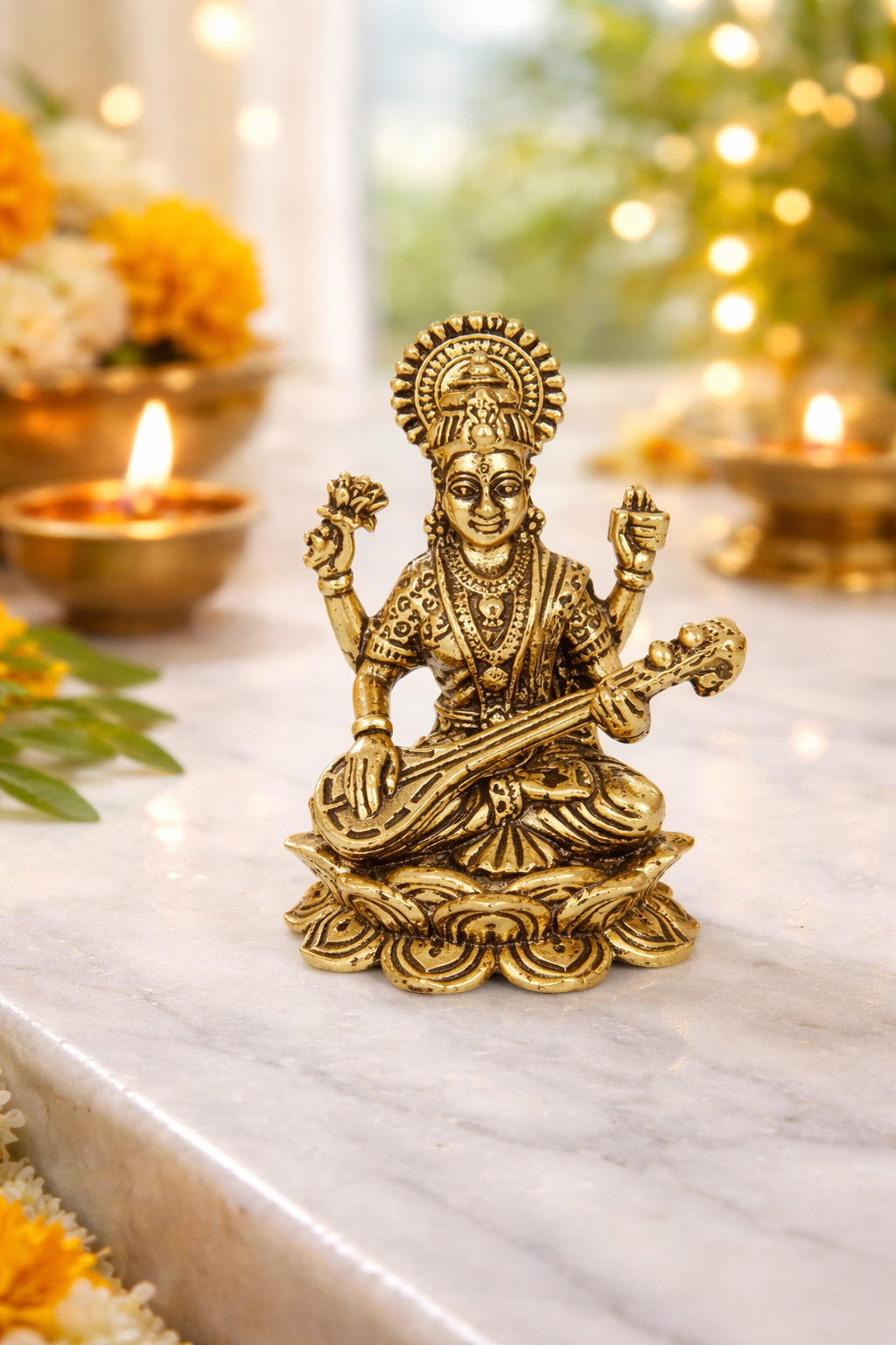 Brass Laxmi Idol – Goddess of Wealth & Prosperity (2.4 Inch)