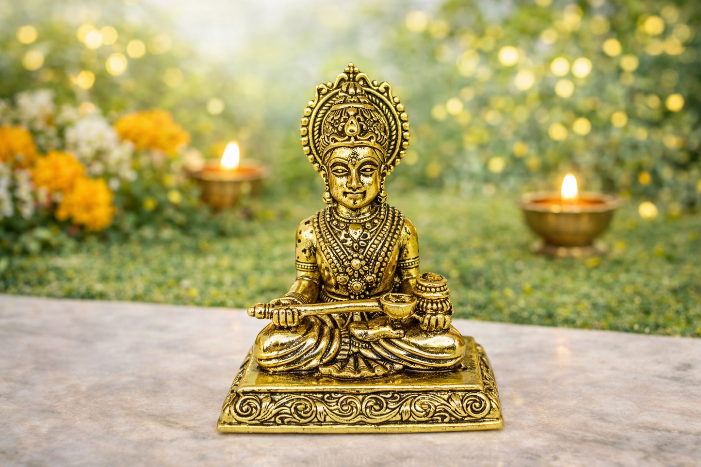 Brass Annapurna Devi Idol – Goddess of Food & Prosperity (2.4 Inch)