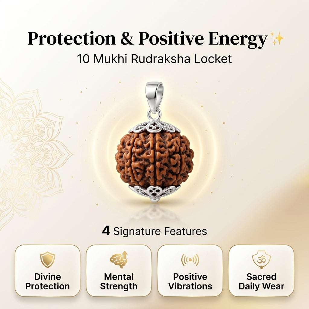 10 mukhi rudraksha locket, protection and positive energy