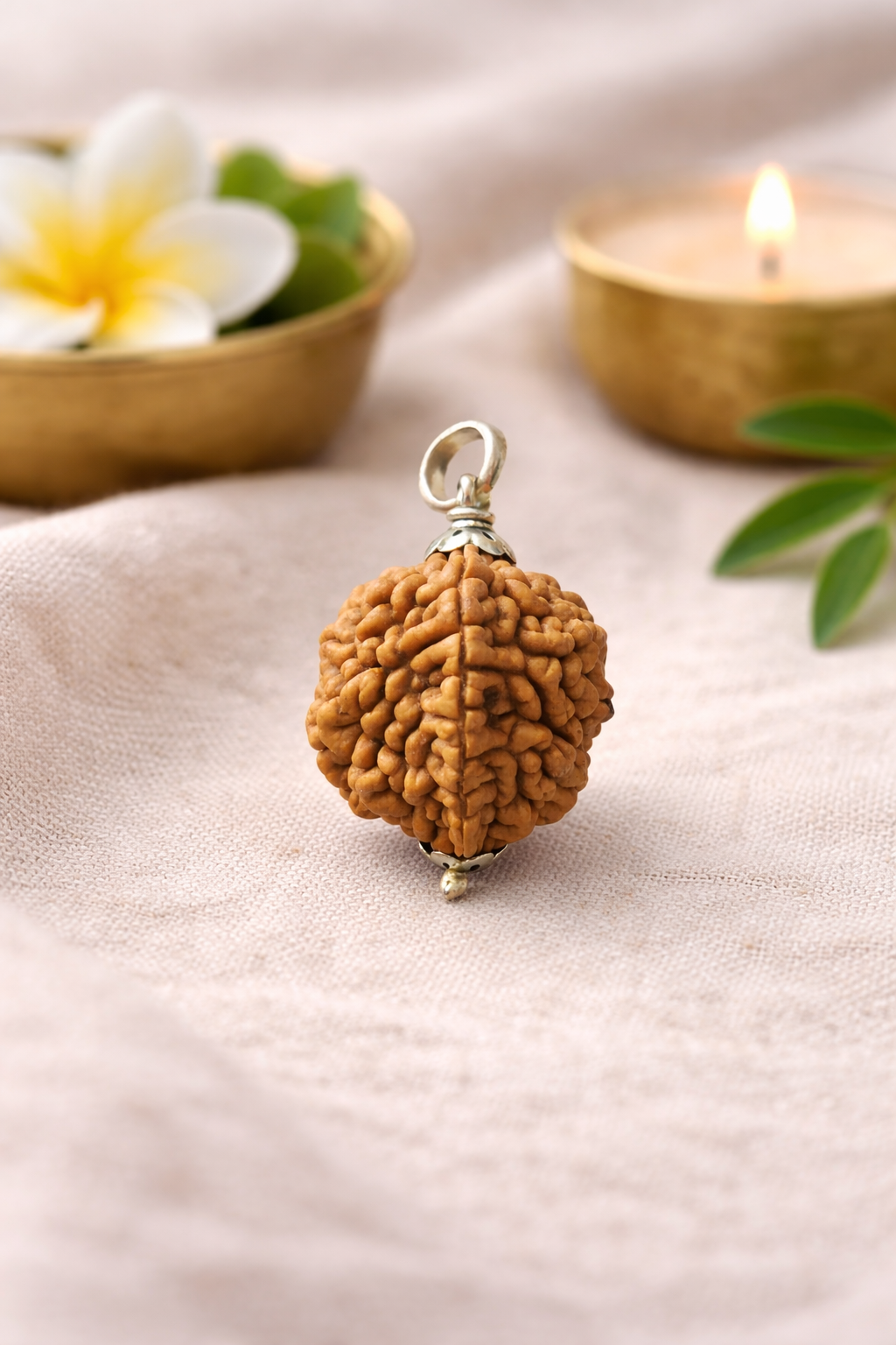 Two Mukhi Rudraksha Silver Capped Locket for Harmony & Relationships - Certified