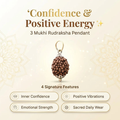 3 mukhi rudraksha pendant, confidence and positive energy