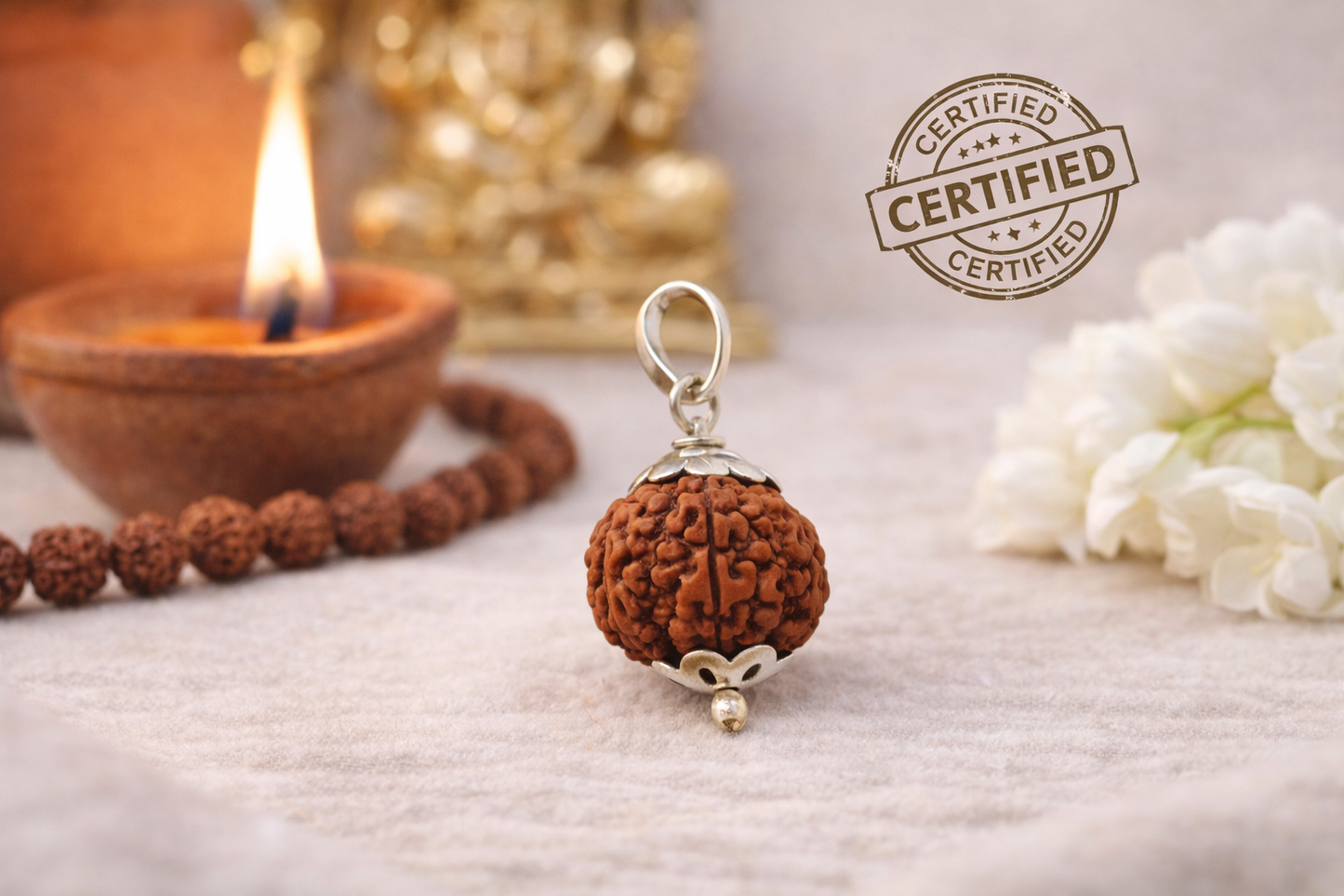 7 Mukhi Rudraksha Pendant for Wealth & Prosperity (Mahalakshmi) - Certified