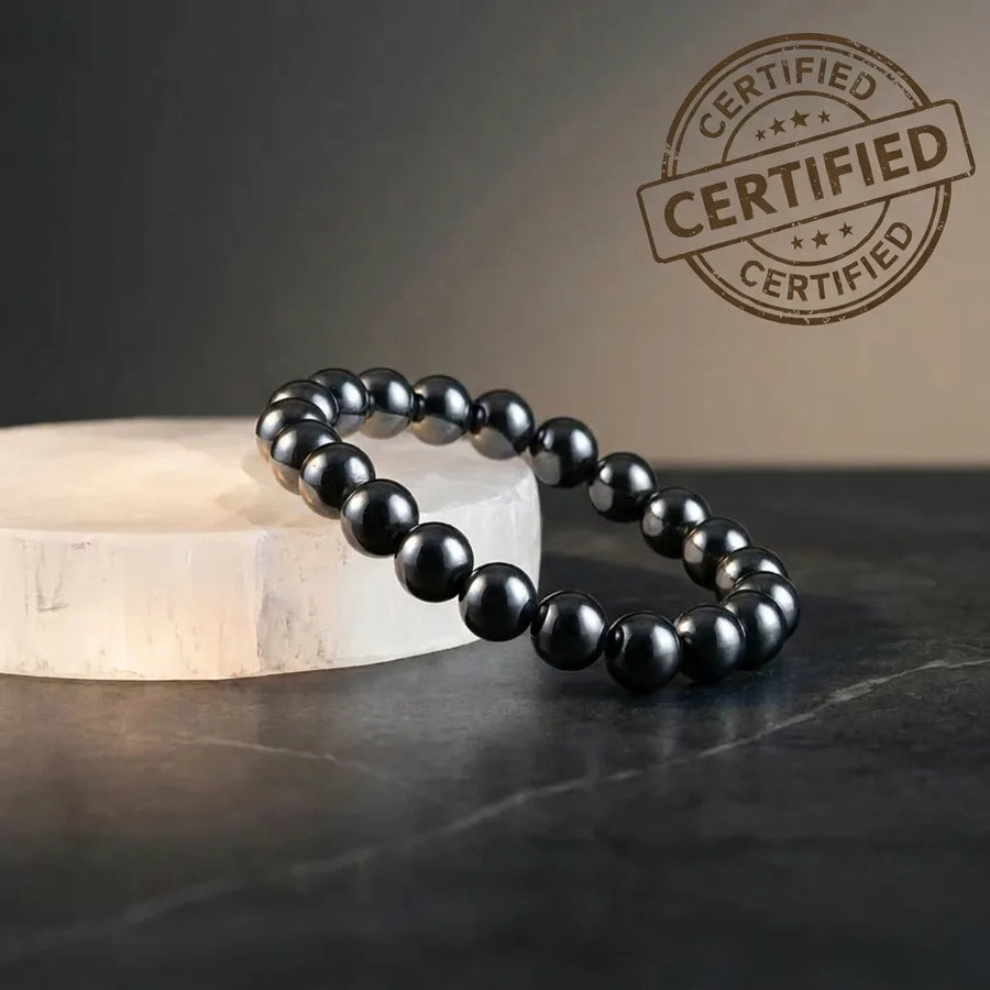 Hematite Bracelet with Selenite Stone - Lab Certified
