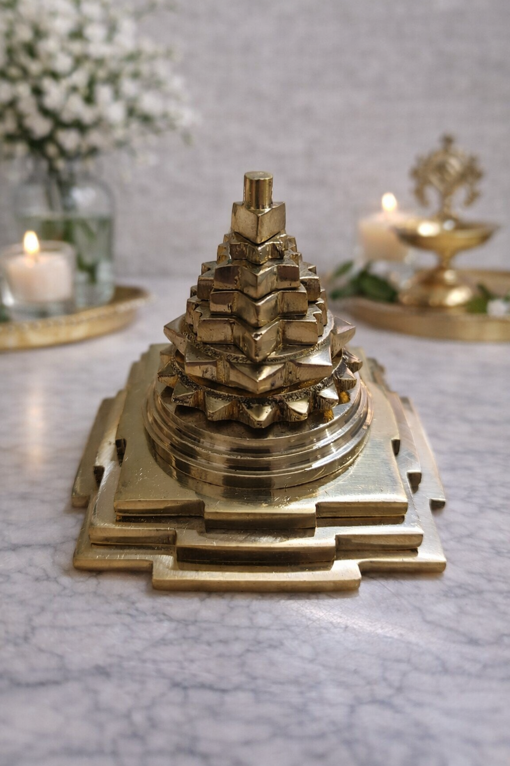 Solid Brass Meru Shree Yantra (60mm) - Vastu Prosperity Tool
