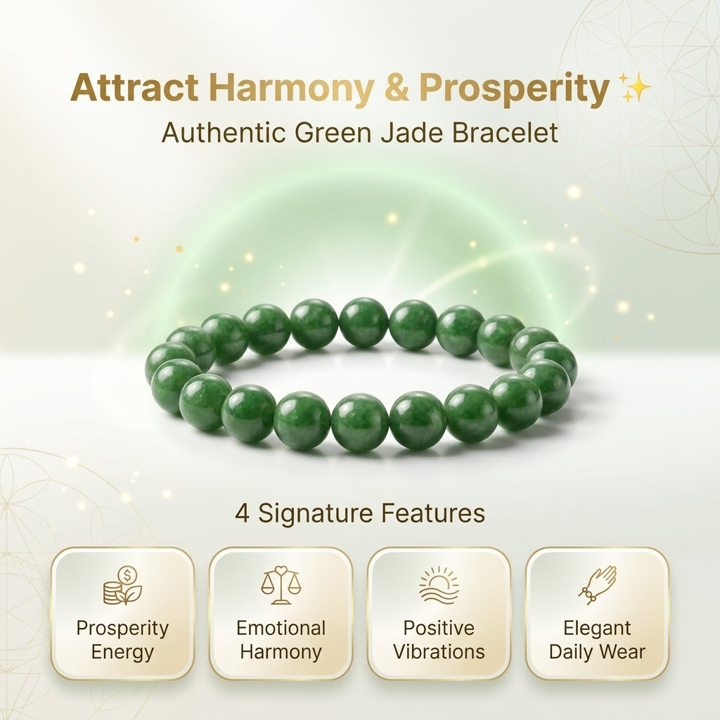 authentic green jade bracelet, attract harmony and prosperity