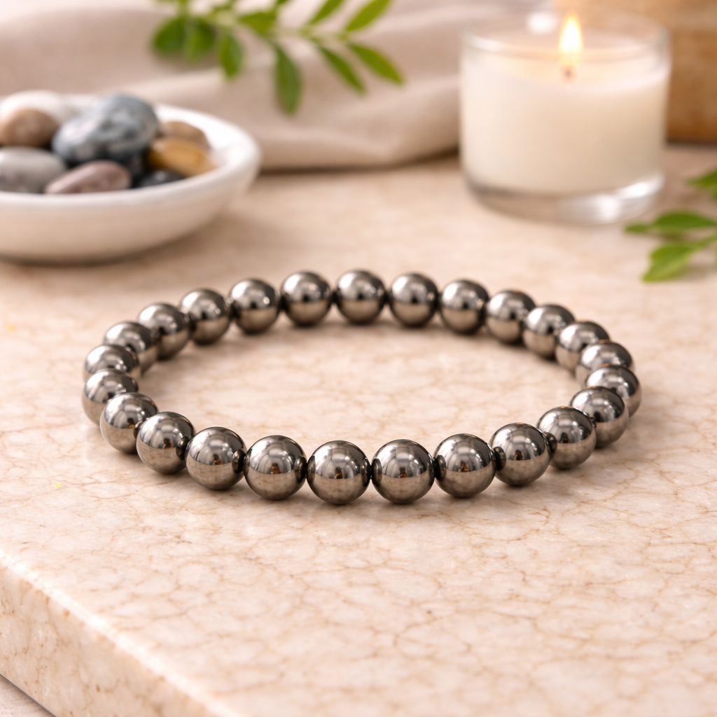 Hematite & Selenite Bracelet – Grounding, Protection & Energy Purification