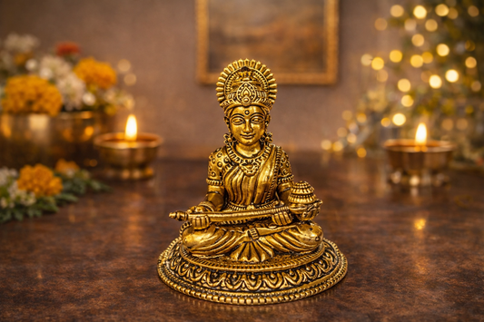Brass Annapurna Devi Idol – Goddess of Food & Prosperity (3 Inch)