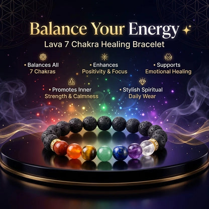 Lava 7 chakra healing bracelet, balance your energy.