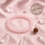 Rose Quartz Love Bracelet + 5 Mukhi Rudraksha Pendant Combo | Lab-Certified