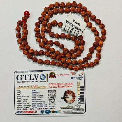 5 Mukhi Rudraksha Mala 108 Beads - Indonesia, Lab Certified