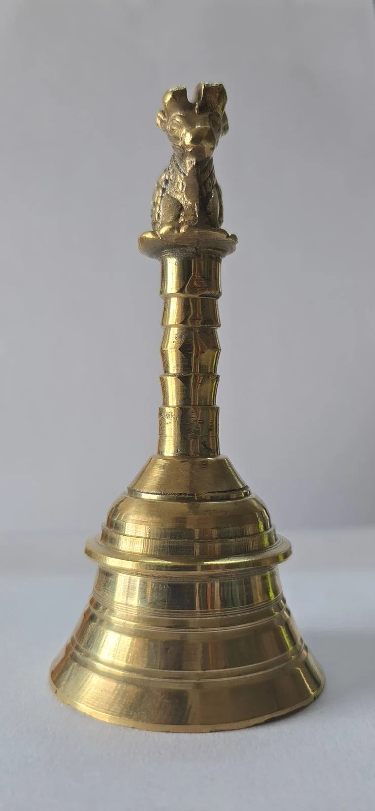 Brass Nandi Ghanti – 4.5 Inch (4.5") Pooja Bell with Nandi | Temple Quality