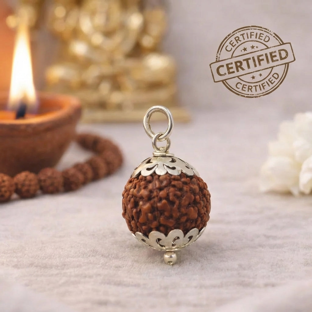 6 Mukhi Nepal Rudraksha Pendant for Focus and Victory Certified Authentic Kartikeya Rudraksha