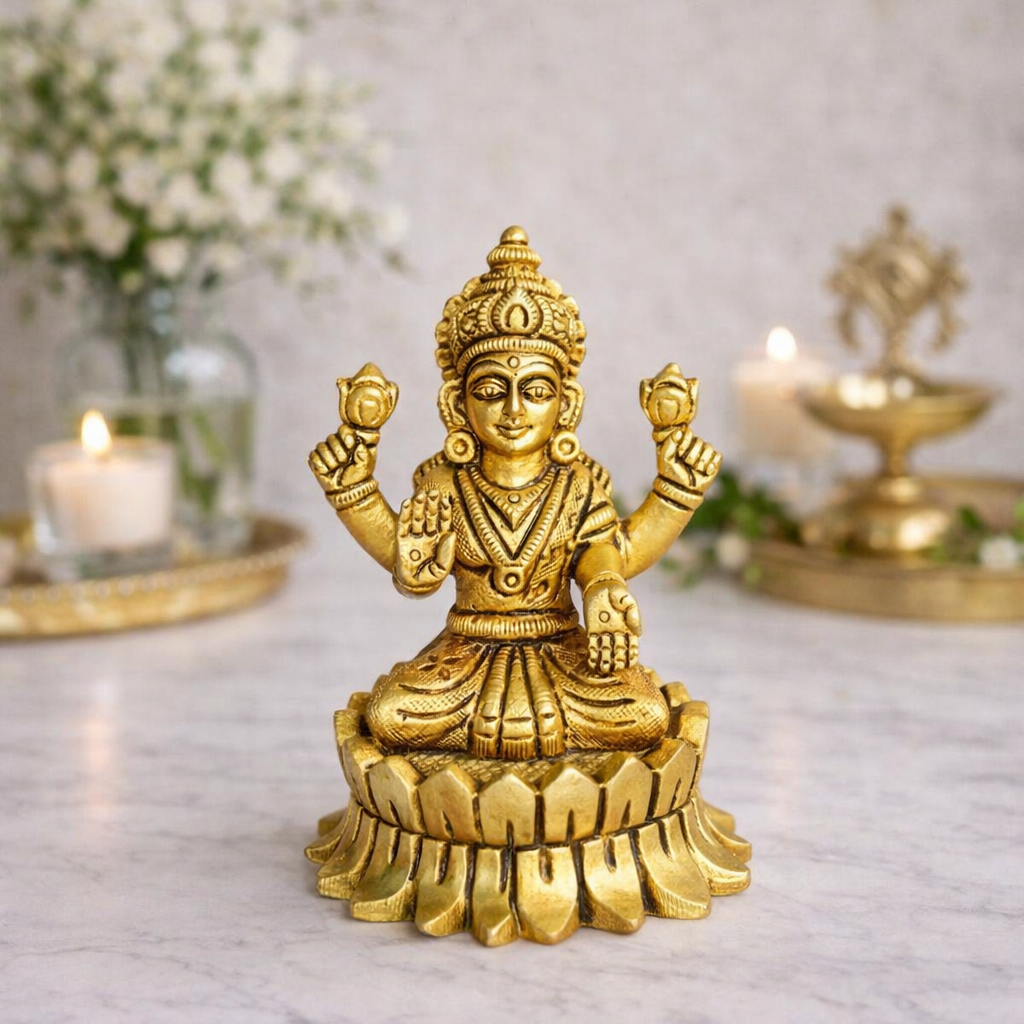 Ashtadhatu Goddess Lakshmi Idol 3 Inch – Sacred 8-Metal Murti Rare Ashtadhatu Laxmi