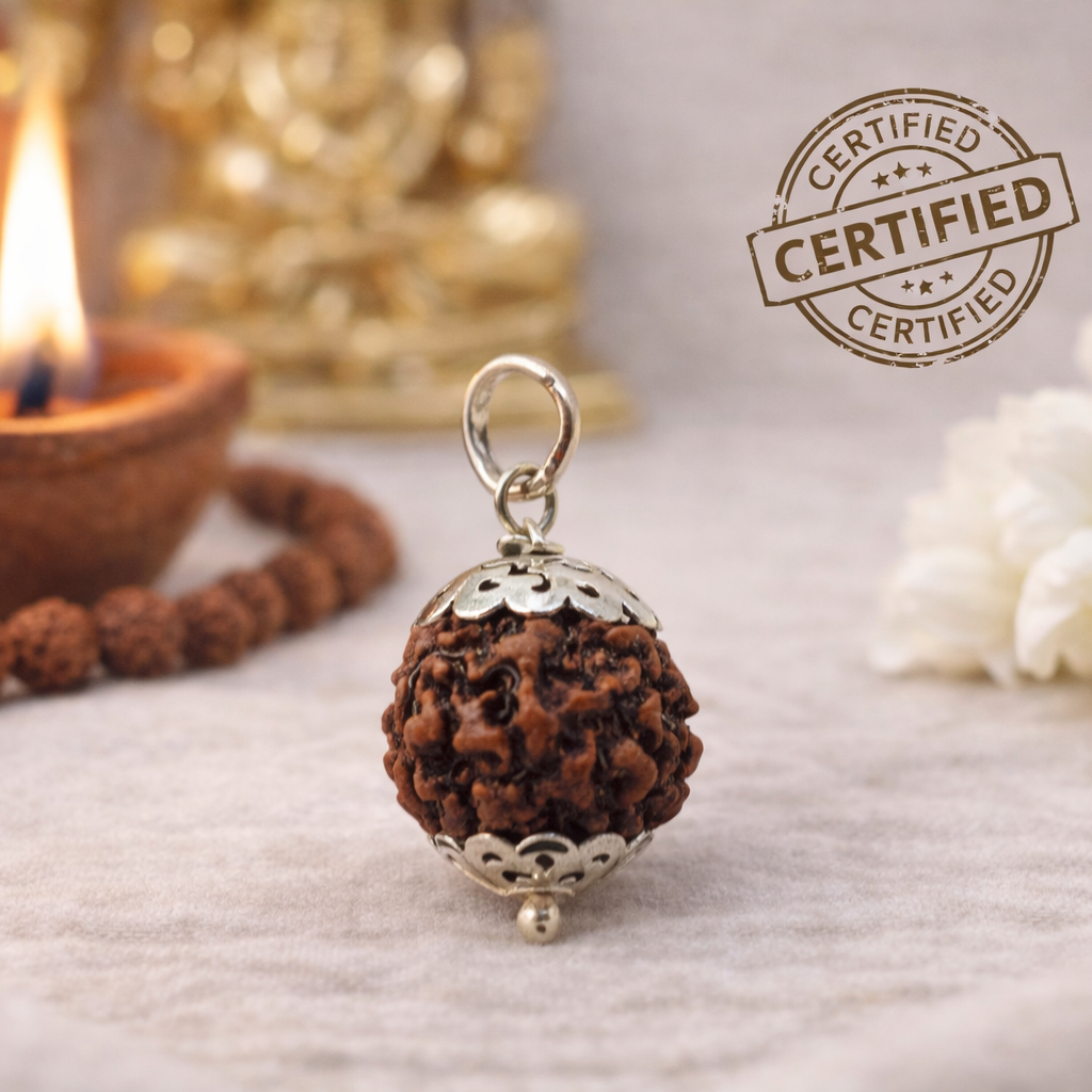 Authentic 5 Mukhi Nepal Rudraksha Pendant Panchmukhi Lab Certified – Peace and Good Health