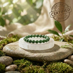 Green Jade Bracelet with Selenite Stone - Lab Certified
