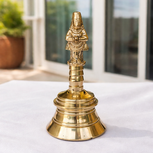 Brass Hanuman Ghanti 4.7 Inch – Puja Bell with Lord Hanuman for Home Mandir and Temple