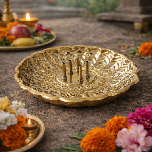 Brass Incense Stick Holder Stand – Agarbatti Stand for Pooja Meditation Pure Brass Handcrafted