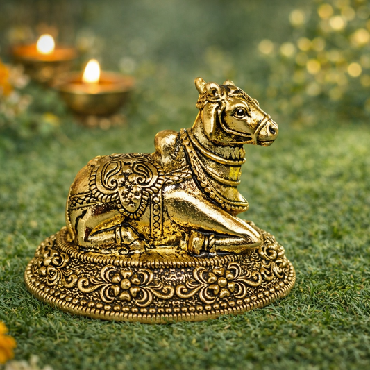 Brass Nandi Idol 2 Inch – Lord Shiva's Sacred Bull Pure Brass Nandi Murti for Shiva Mandir