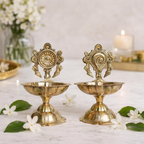 Brass Shanku & Chakra Deepak Set Pair - Kuber Deepam