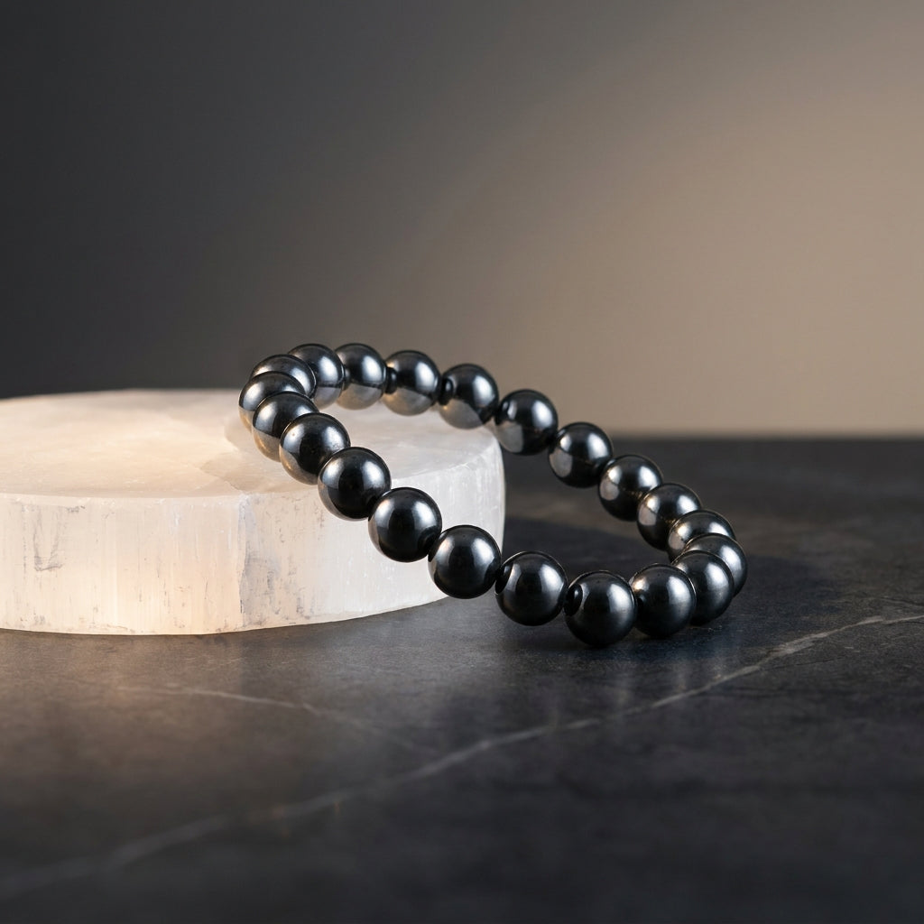 Hematite and Selenite Bracelet – Grounding Protection and Energy Purification Crystal Duo Set