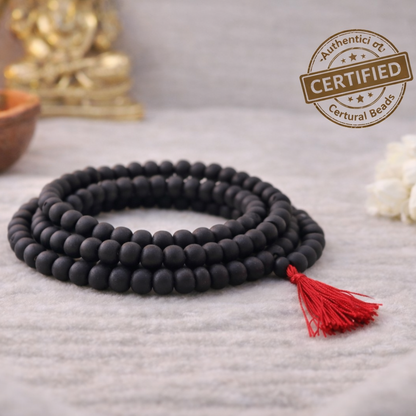 Karungali Malai 108 Beads for Protection and Success 100% Natural Ebony Wood Black Ebony Mala