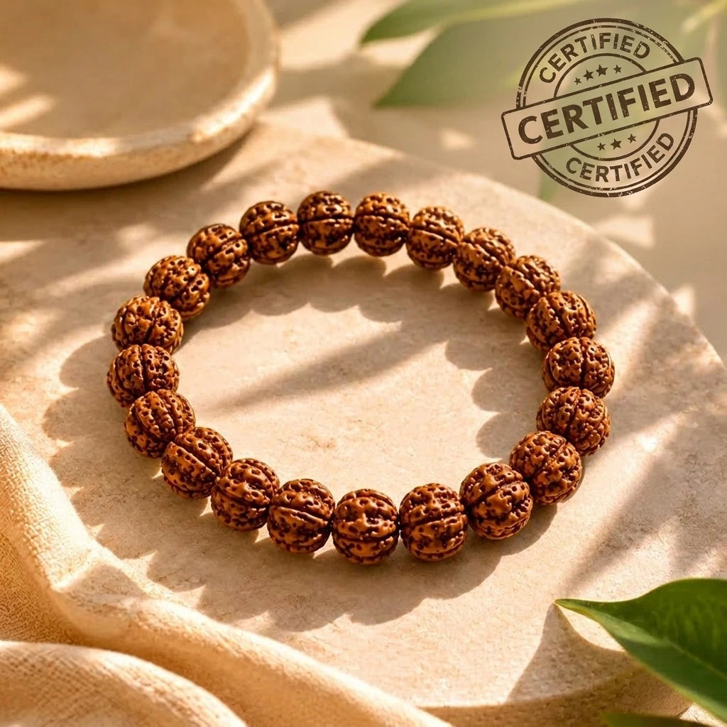 Lab-Certified 5 Mukhi Rudraksha Bracelet for Peace and Good Health Natural Rudraksha Wrist Mala