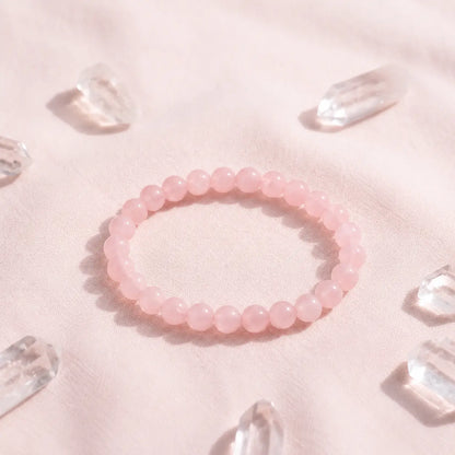 Yuvakart Rose Quartz Bracelet with Selenite Charging Plate – Love and Harmony Crystal Set