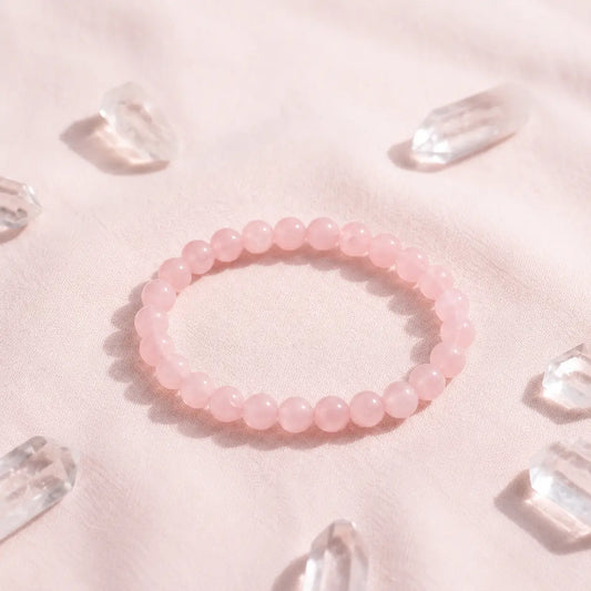 Yuvakart Rose Quartz Bracelet with Selenite Charging Plate – Love and Harmony Crystal Set