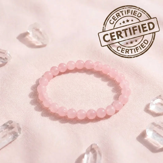 Yuvakart Rose Quartz Bracelet with Selenite Charging Plate – Love and Harmony Crystal Set
